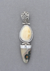 Sterling Silver Elk Ivory Pendant with Jasper